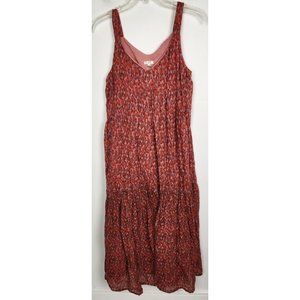Joie Women's Sz. S Pink/Orange Stoke Tank Tiered Cotton Midi Dress